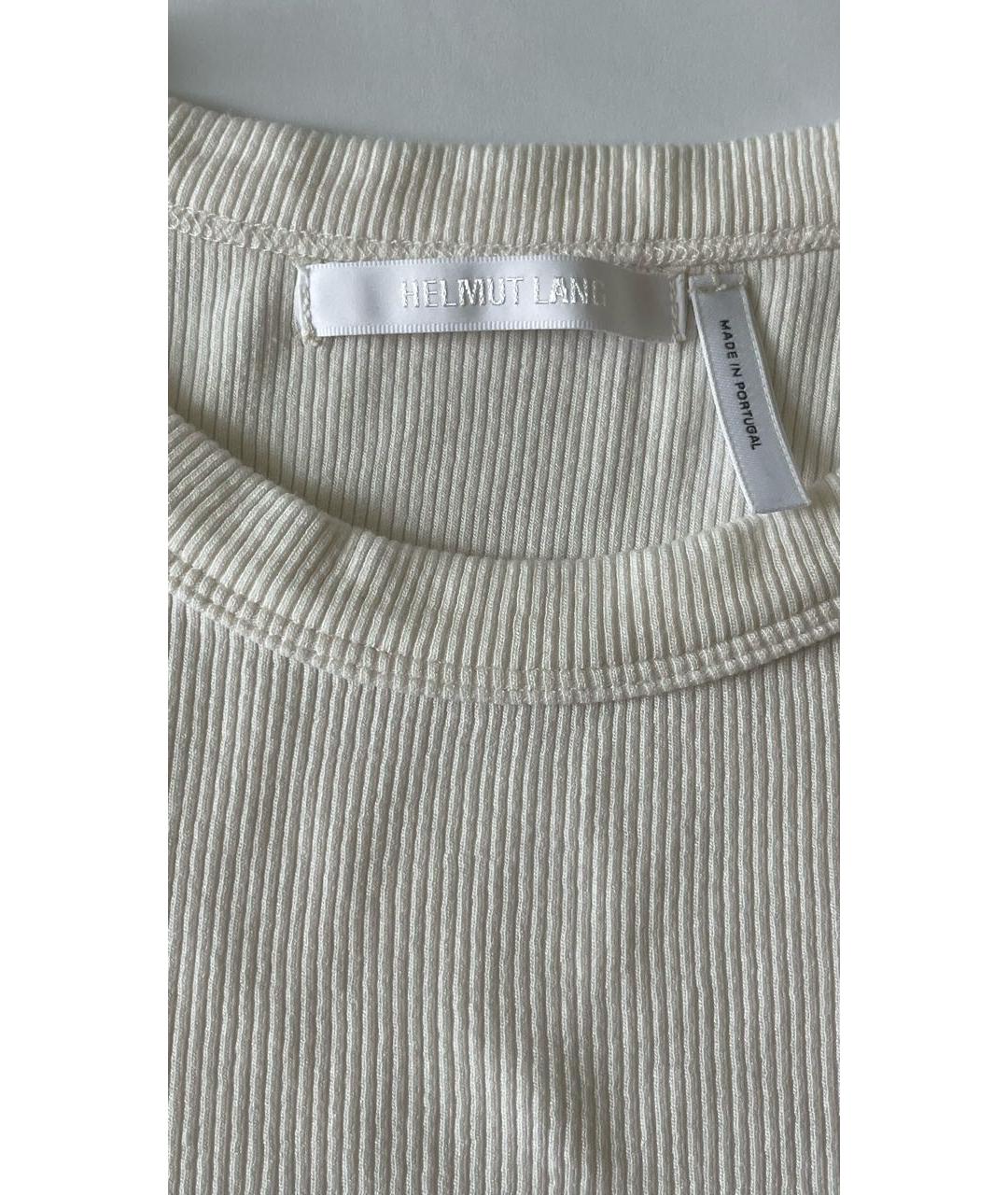 HELMUT LANG Белая хлопко-эластановая майка, фото 3