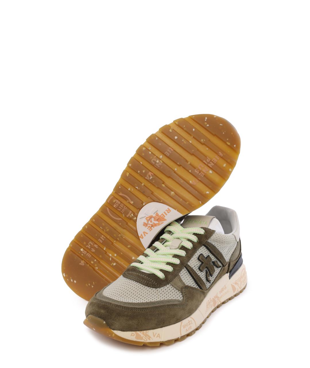 PREMIATA Зеленые кожаные низкие кроссовки / кеды, фото 4