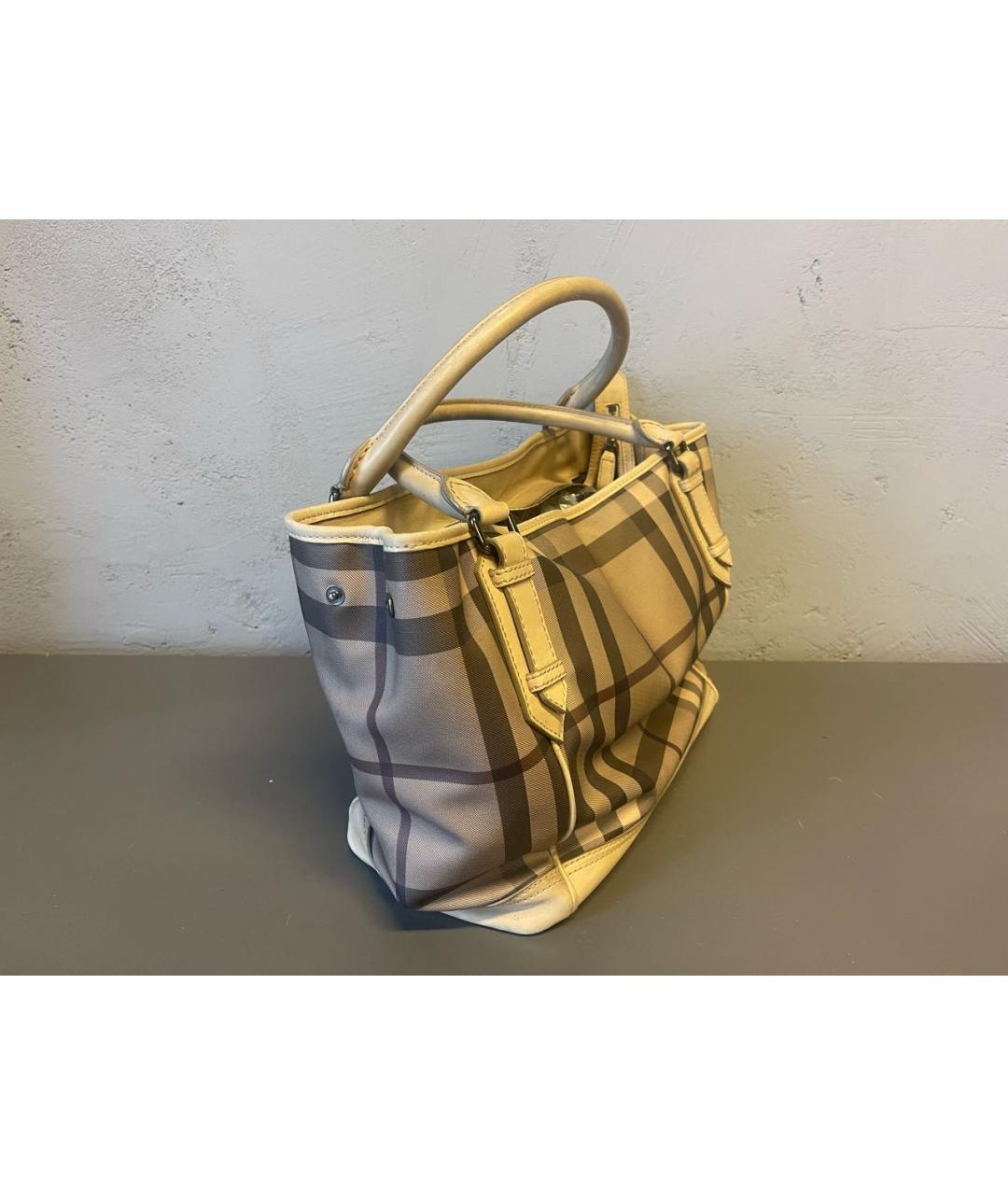 BURBERRY Бежевая кожаная сумка с короткими ручками, фото 2