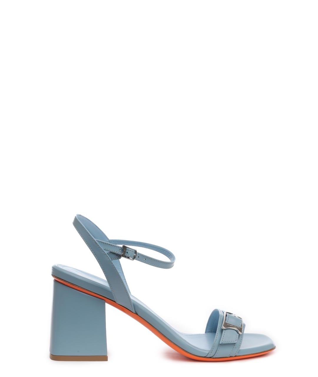 SANTONI Голубые кожаные босоножки, фото 1