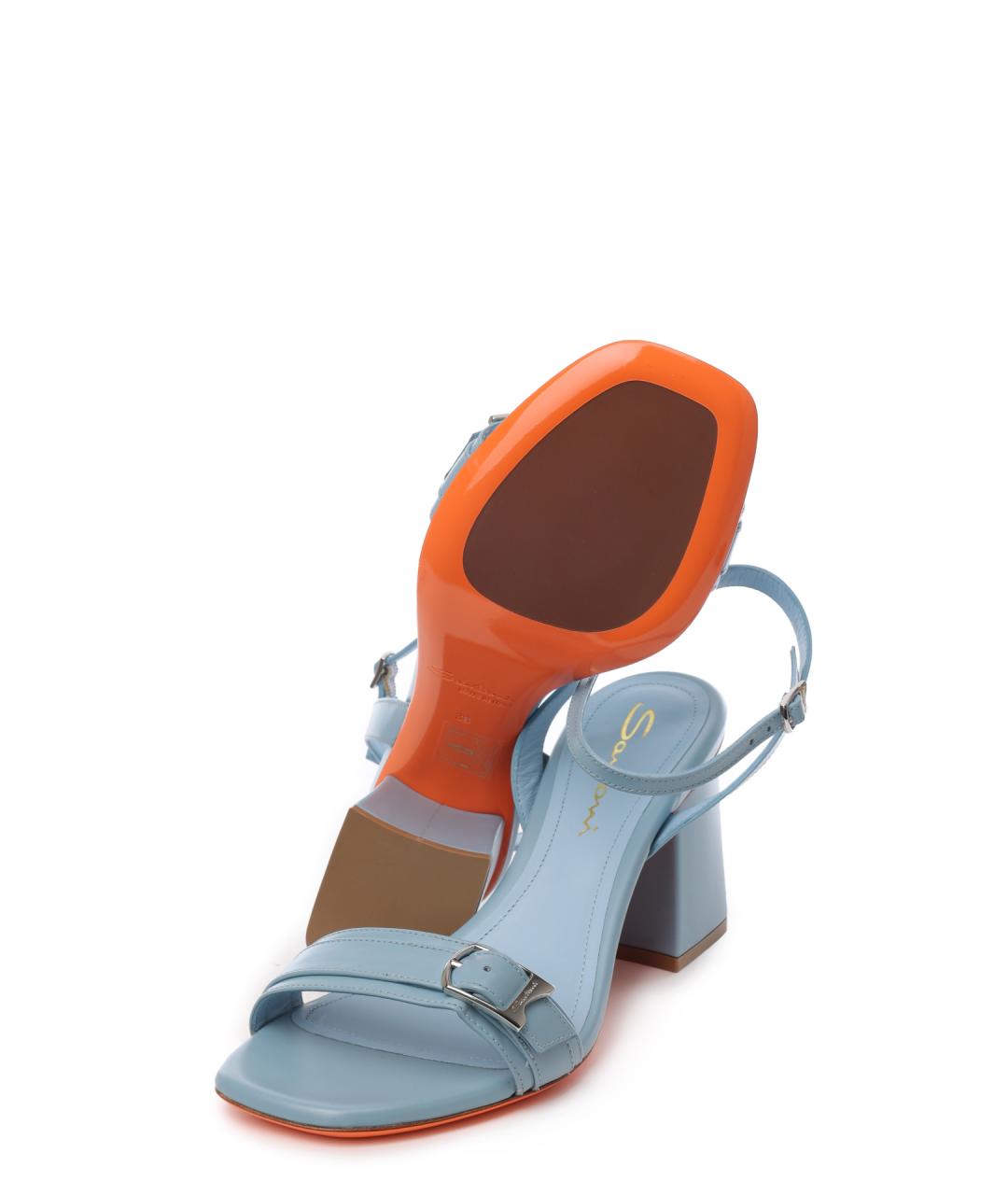 SANTONI Голубые кожаные босоножки, фото 4