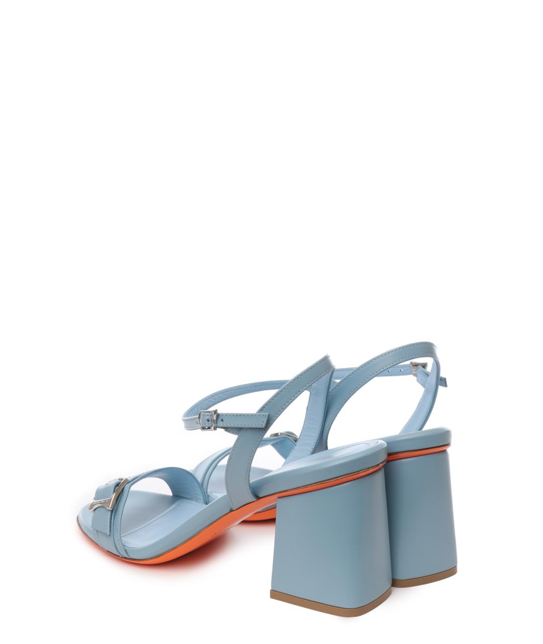 SANTONI Голубые кожаные босоножки, фото 3