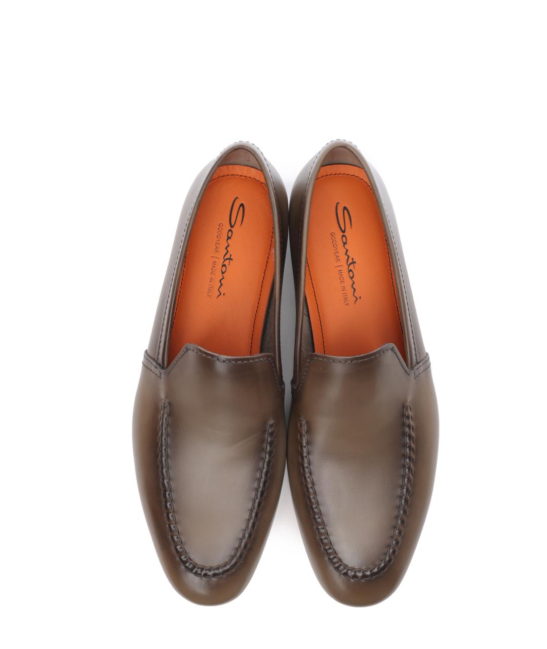 SANTONI Коричневые кожаные лоферы, фото 5