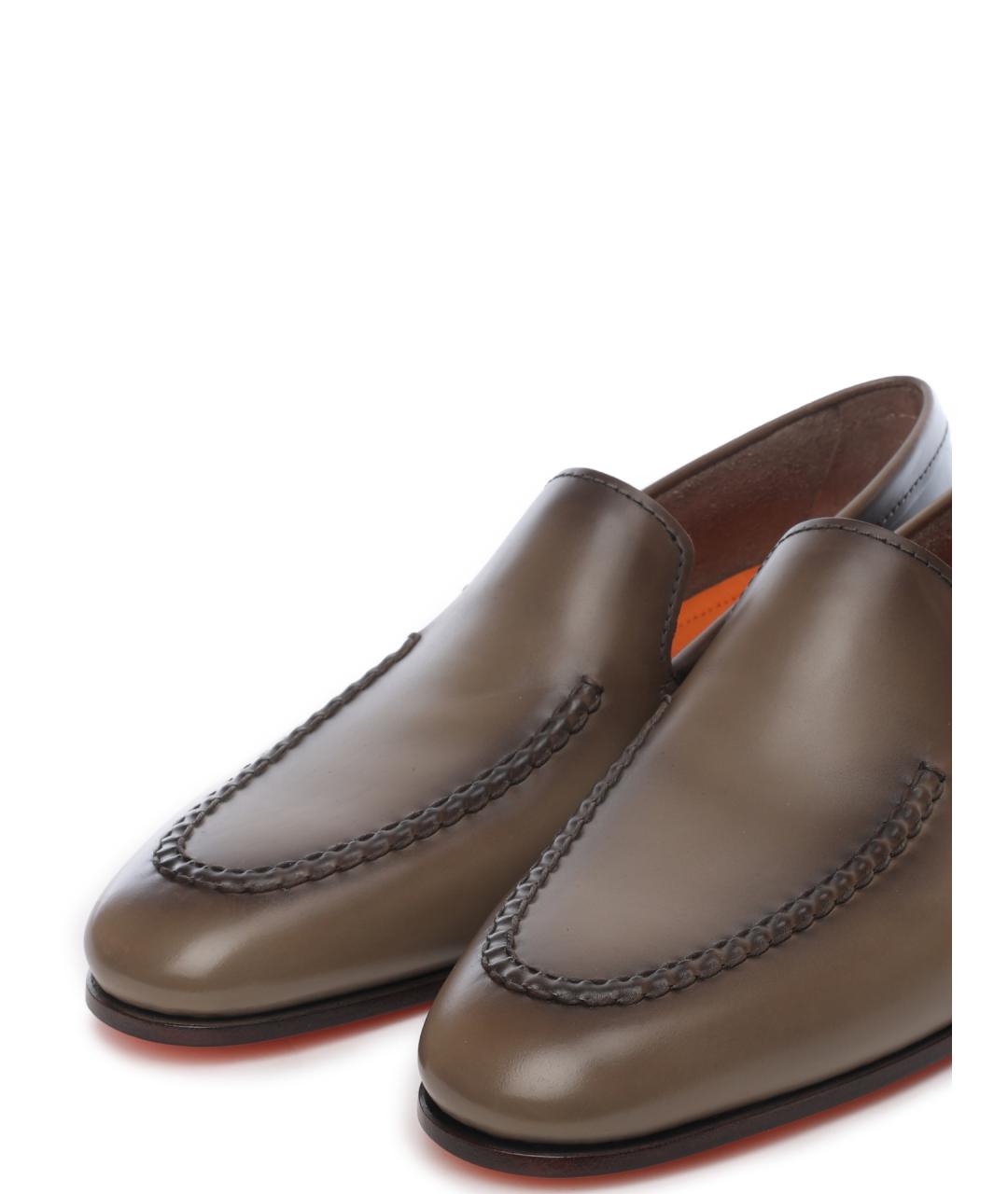 SANTONI Коричневые кожаные лоферы, фото 6