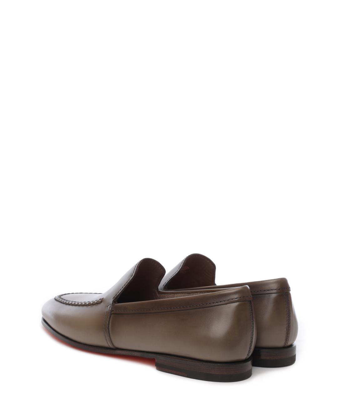 SANTONI Коричневые кожаные лоферы, фото 3
