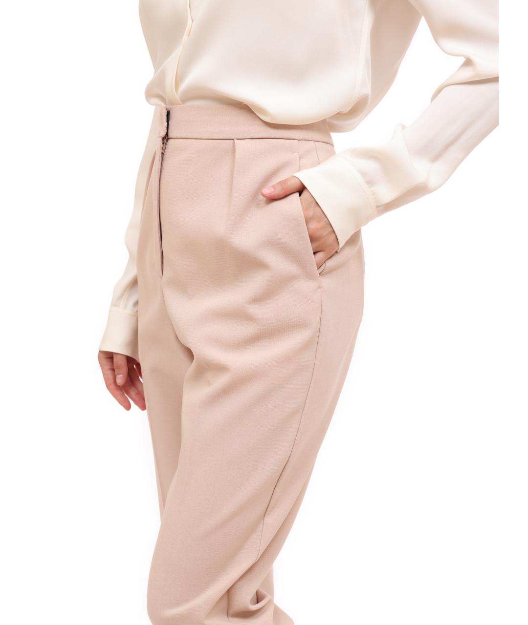 THEORY Розовые полиэстеровые прямые брюки, фото 3