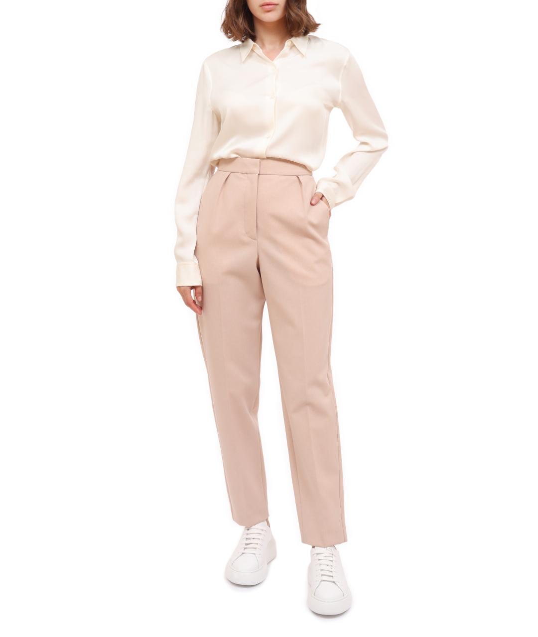 THEORY Розовые полиэстеровые прямые брюки, фото 2