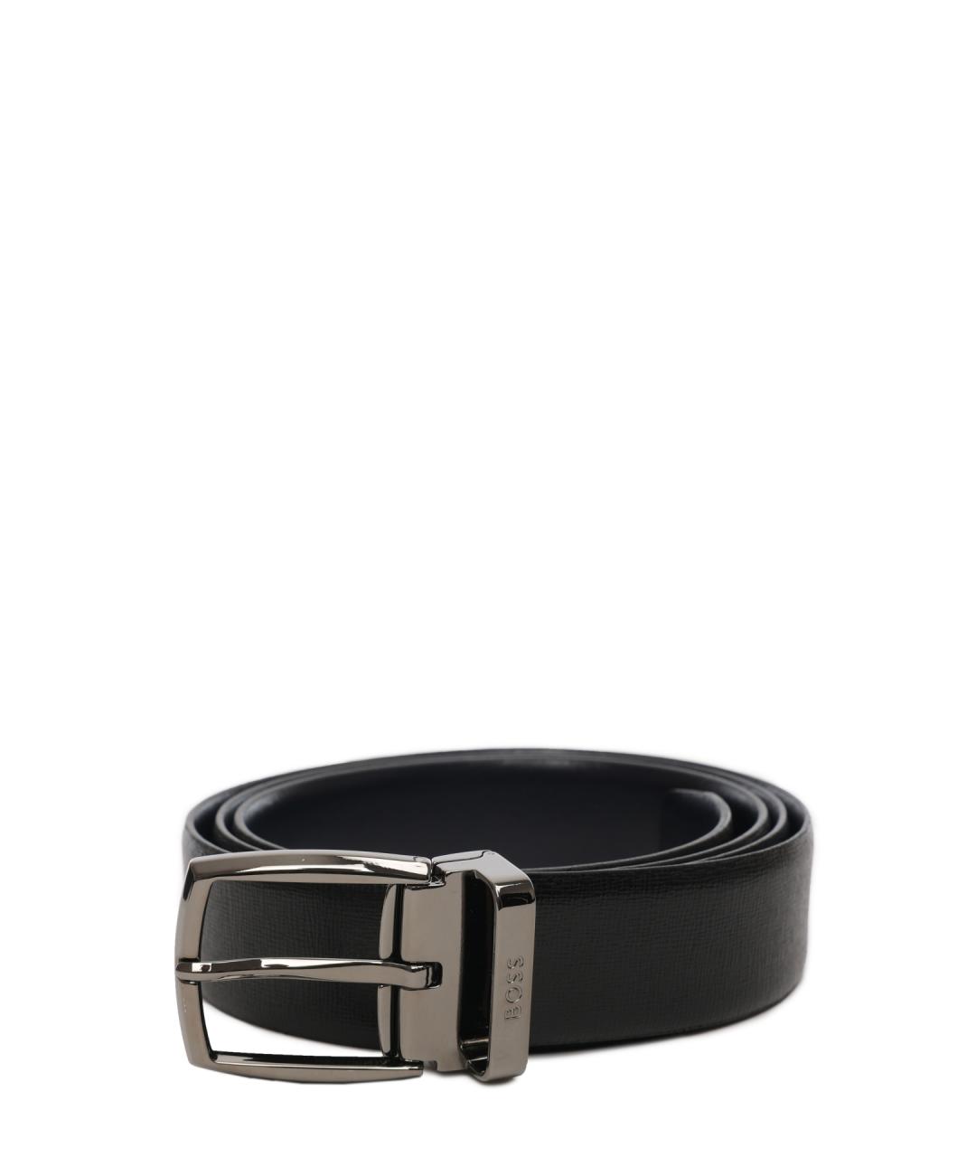 HUGO BOSS Черный кожаный ремень, фото 1