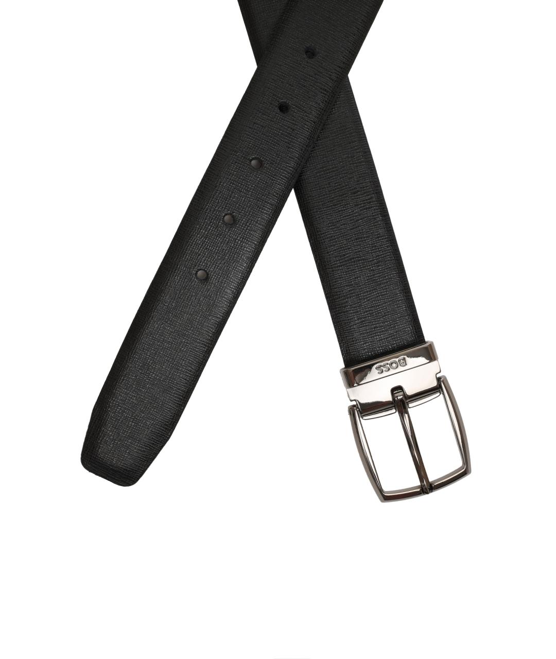 HUGO BOSS Черный кожаный ремень, фото 2