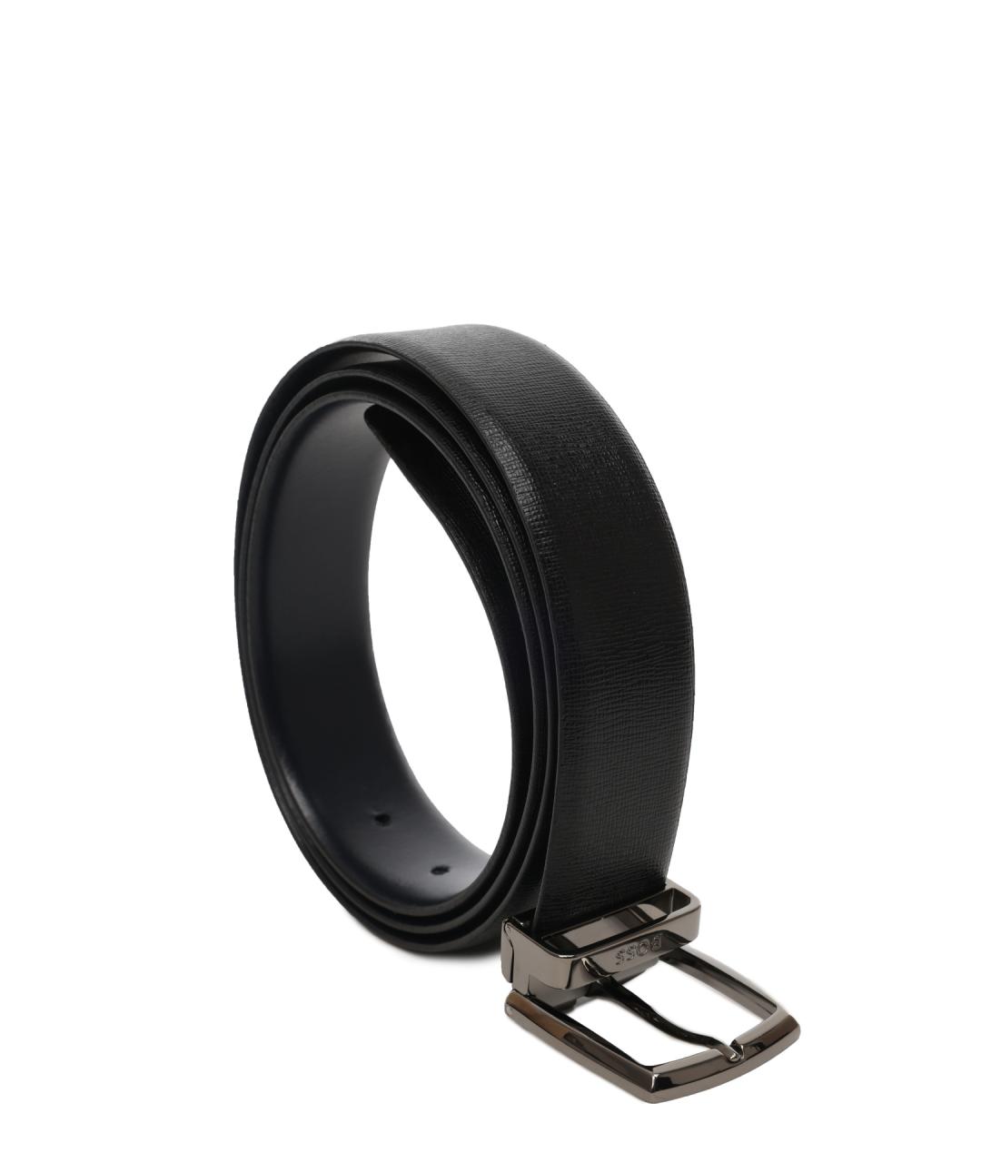 HUGO BOSS Черный кожаный ремень, фото 3