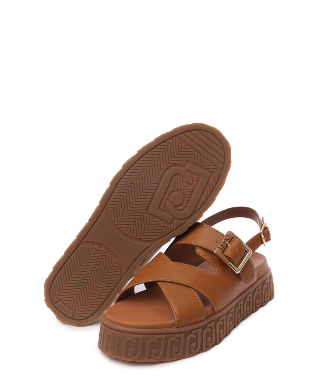 LIU JO Коричневые кожаные сандалии, фото 4