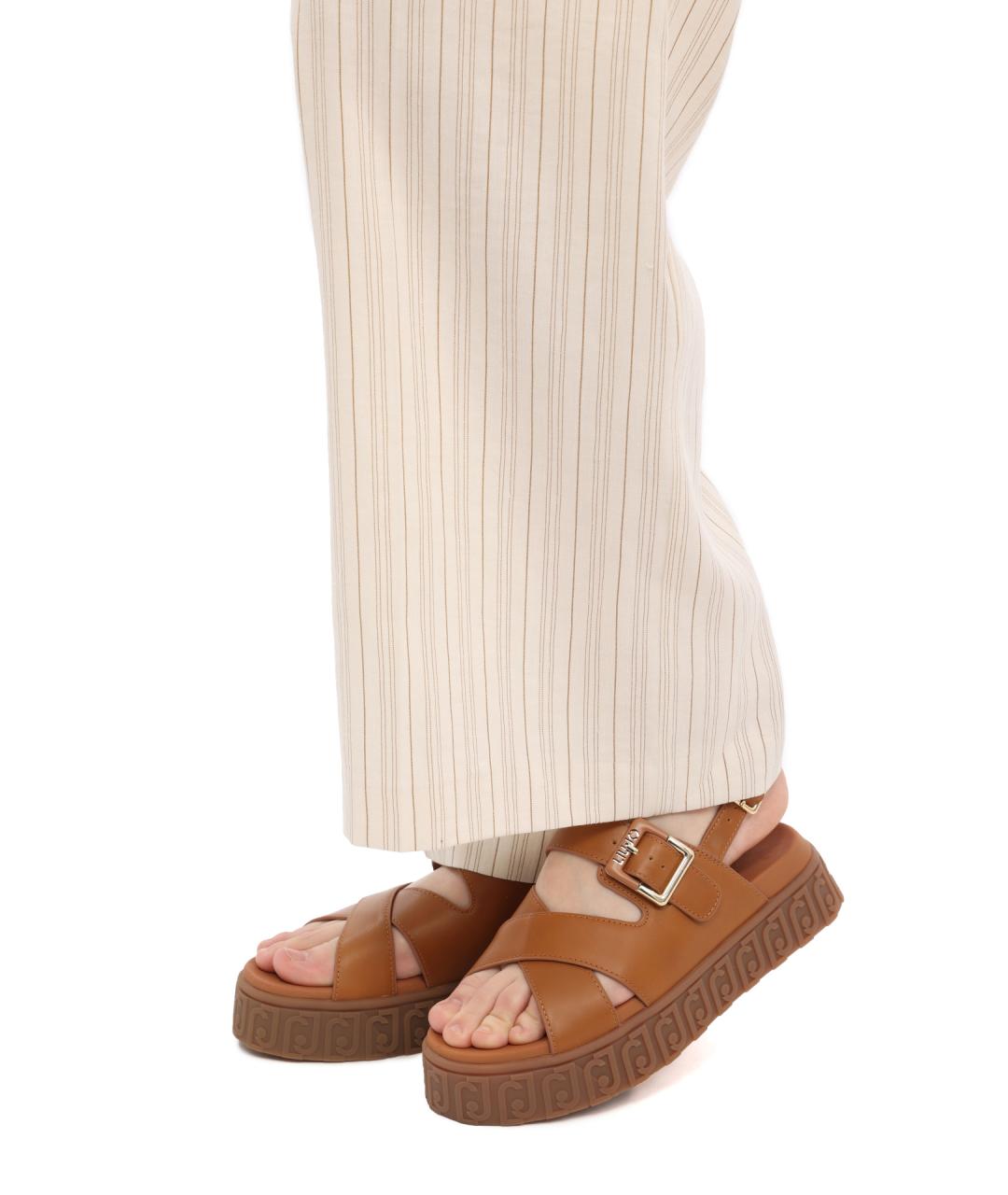 LIU JO Коричневые кожаные сандалии, фото 7