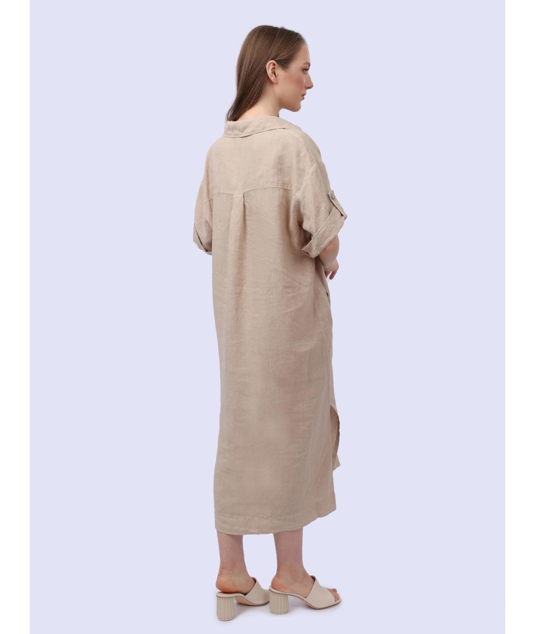 PESERICO Бежевое повседневное платье, фото 7