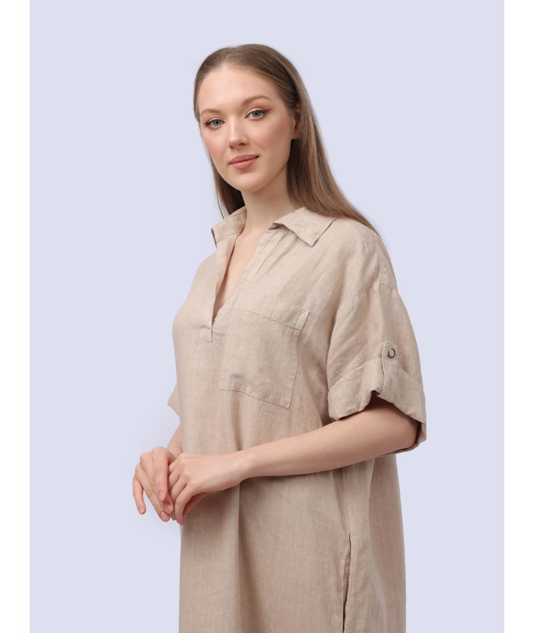 PESERICO Бежевое повседневное платье, фото 5