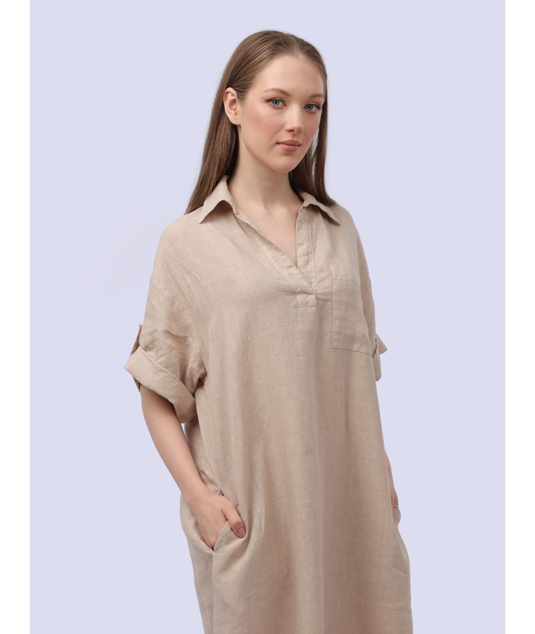 PESERICO Бежевое повседневное платье, фото 2