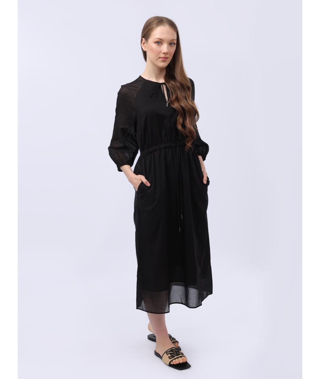 PESERICO Черное хлопковое повседневное платье, фото 6