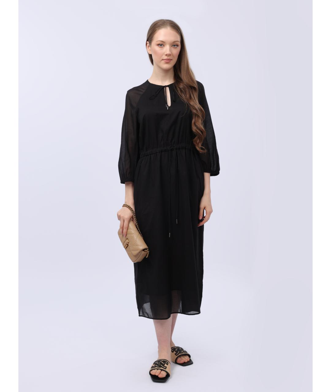 PESERICO Черное хлопковое повседневное платье, фото 8