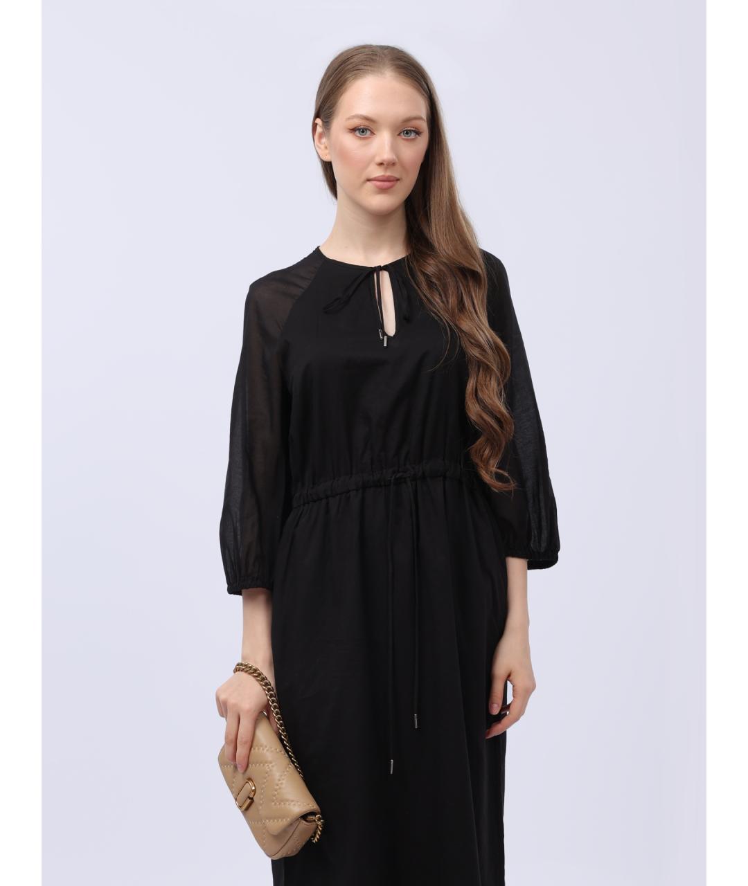 PESERICO Черное хлопковое повседневное платье, фото 3