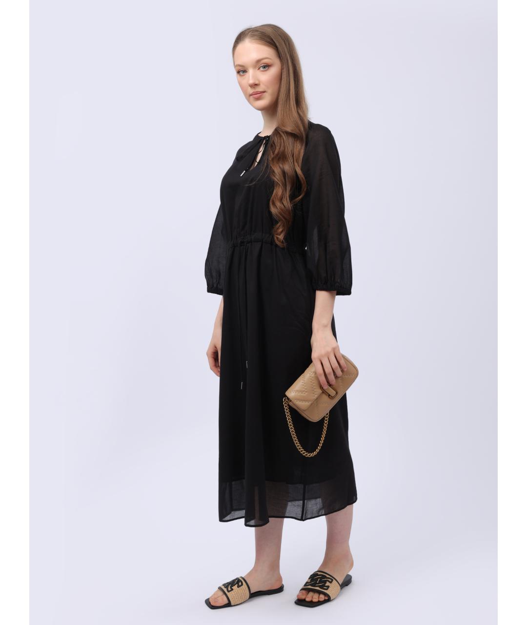 PESERICO Черное хлопковое повседневное платье, фото 4