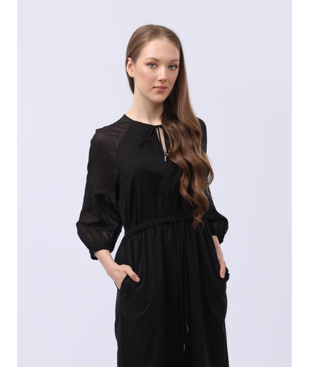 PESERICO Черное хлопковое повседневное платье, фото 2