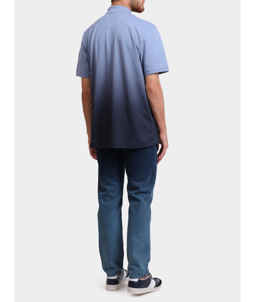 HUGO BOSS Синее хлопковое поло с коротким рукавом, фото 4