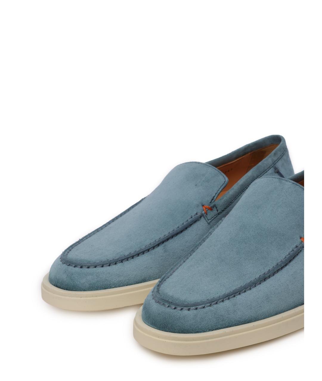 SANTONI Голубые замшевые лоферы, фото 6