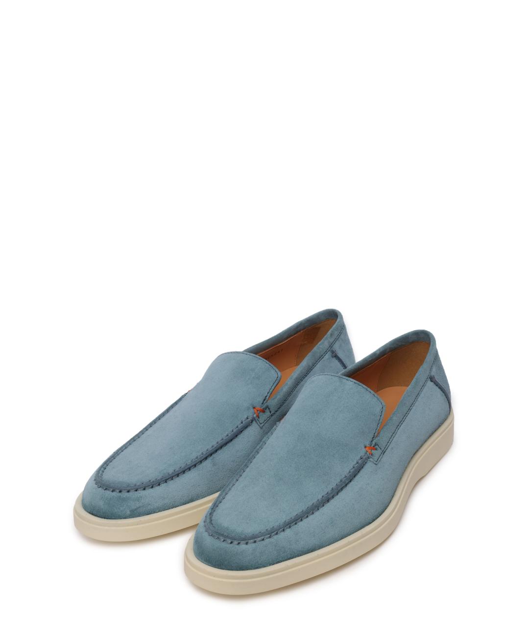 SANTONI Голубые замшевые лоферы, фото 2