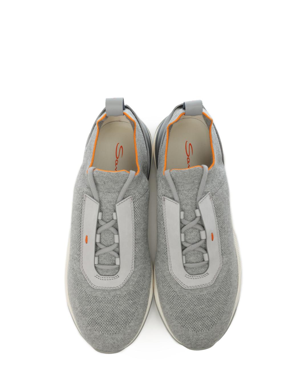 SANTONI Серые текстильные низкие кроссовки / кеды, фото 4