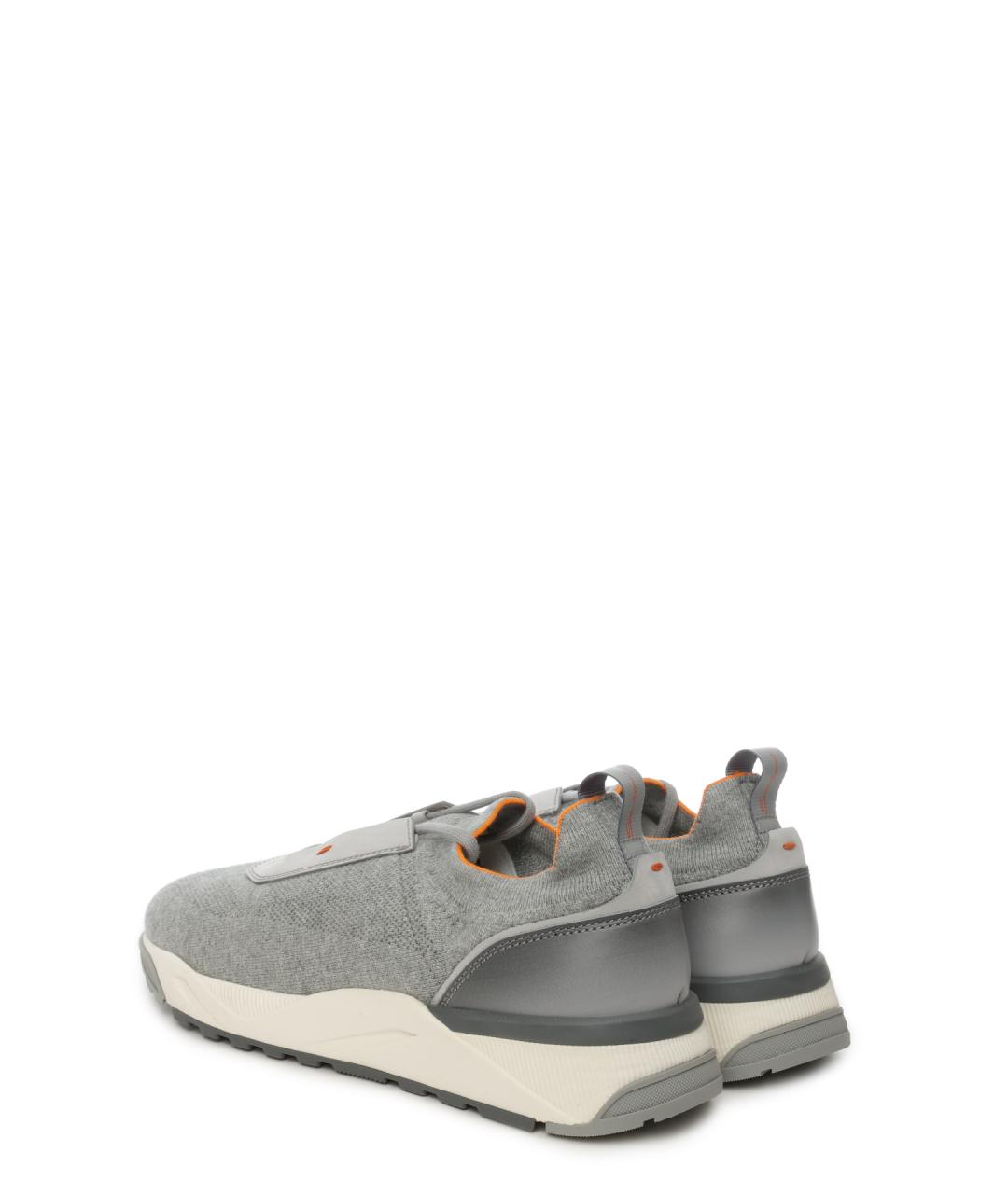 SANTONI Серые текстильные низкие кроссовки / кеды, фото 3