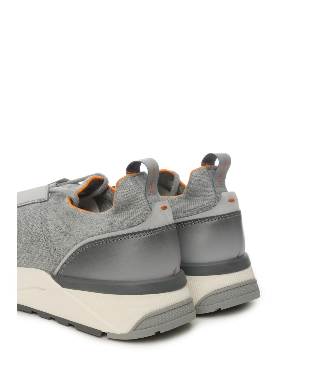 SANTONI Серые текстильные низкие кроссовки / кеды, фото 6