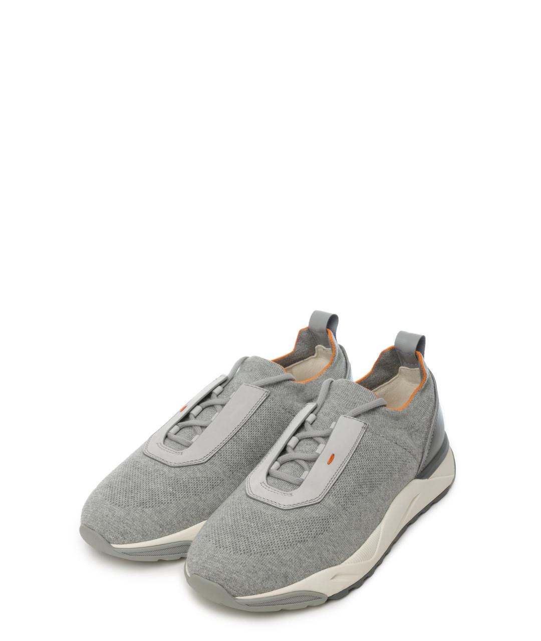 SANTONI Серые текстильные низкие кроссовки / кеды, фото 2