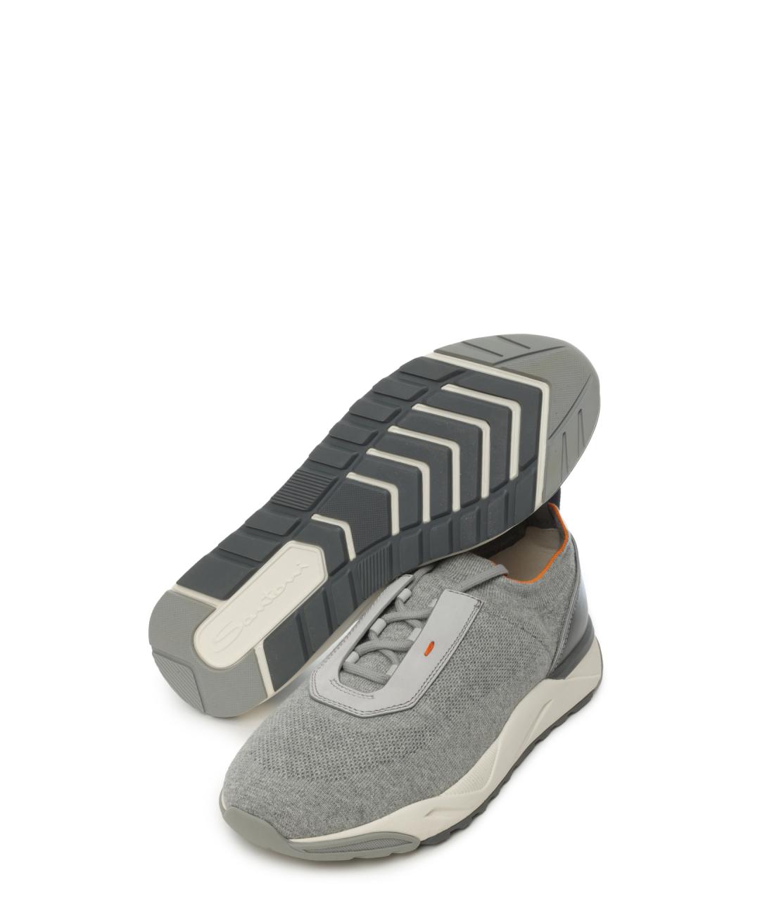 SANTONI Серые текстильные низкие кроссовки / кеды, фото 5