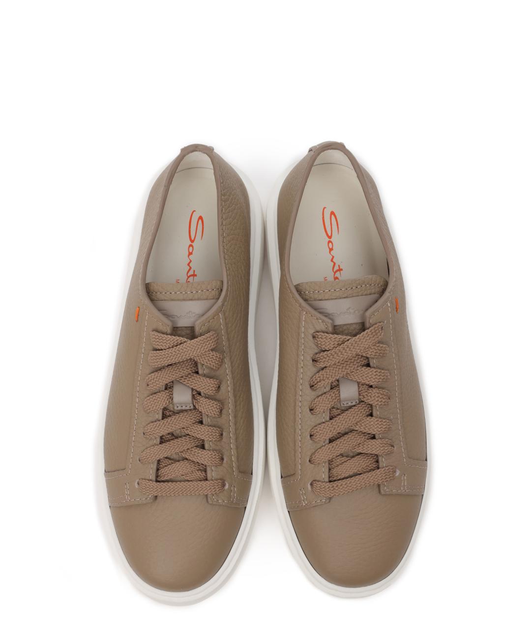 SANTONI Коричневые кожаные кеды, фото 5