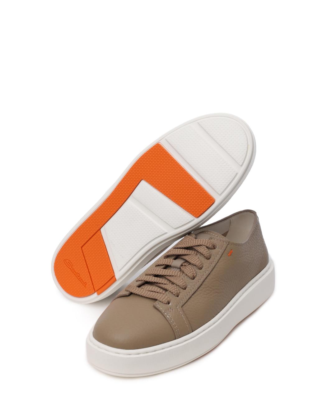 SANTONI Коричневые кожаные кеды, фото 4