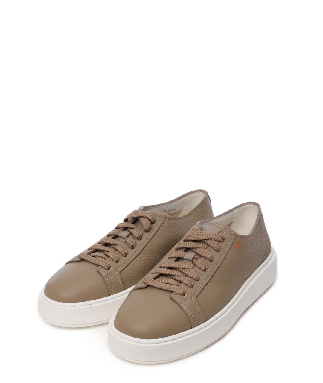 SANTONI Коричневые кожаные кеды, фото 2