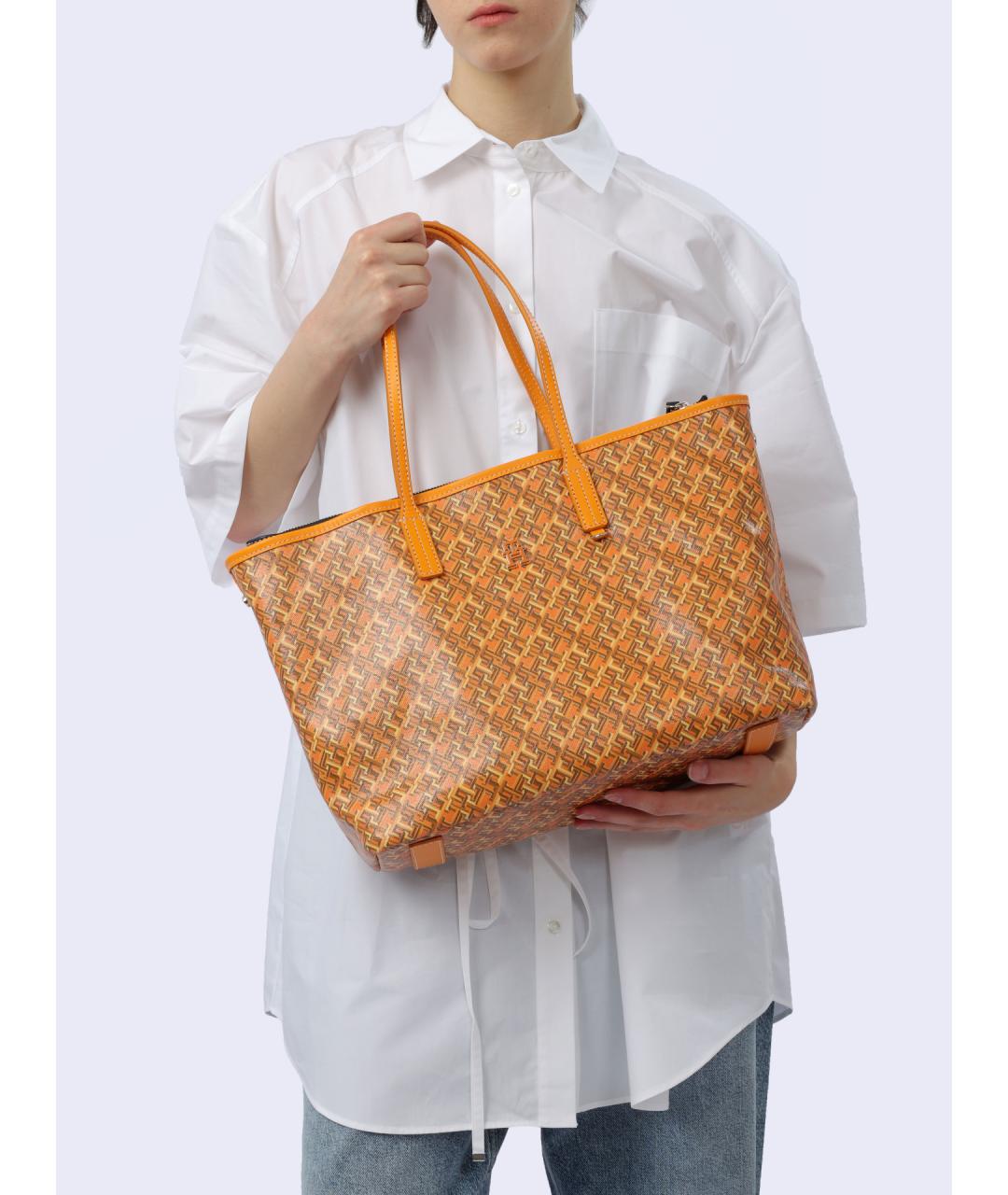 TOMMY HILFIGER Оранжевая хлопковая сумка тоут, фото 7