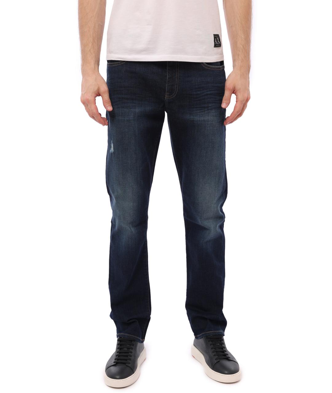 ARMANI EXCHANGE Синие хлопковые прямые джинсы, фото 1