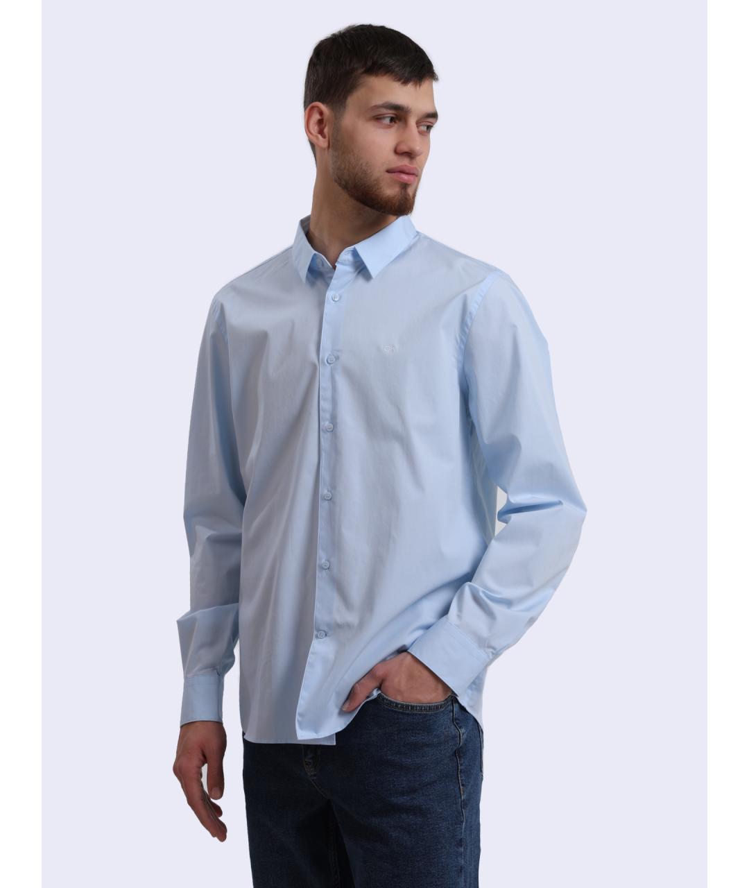 CALVIN KLEIN Голубая хлопковая кэжуал рубашка, фото 3