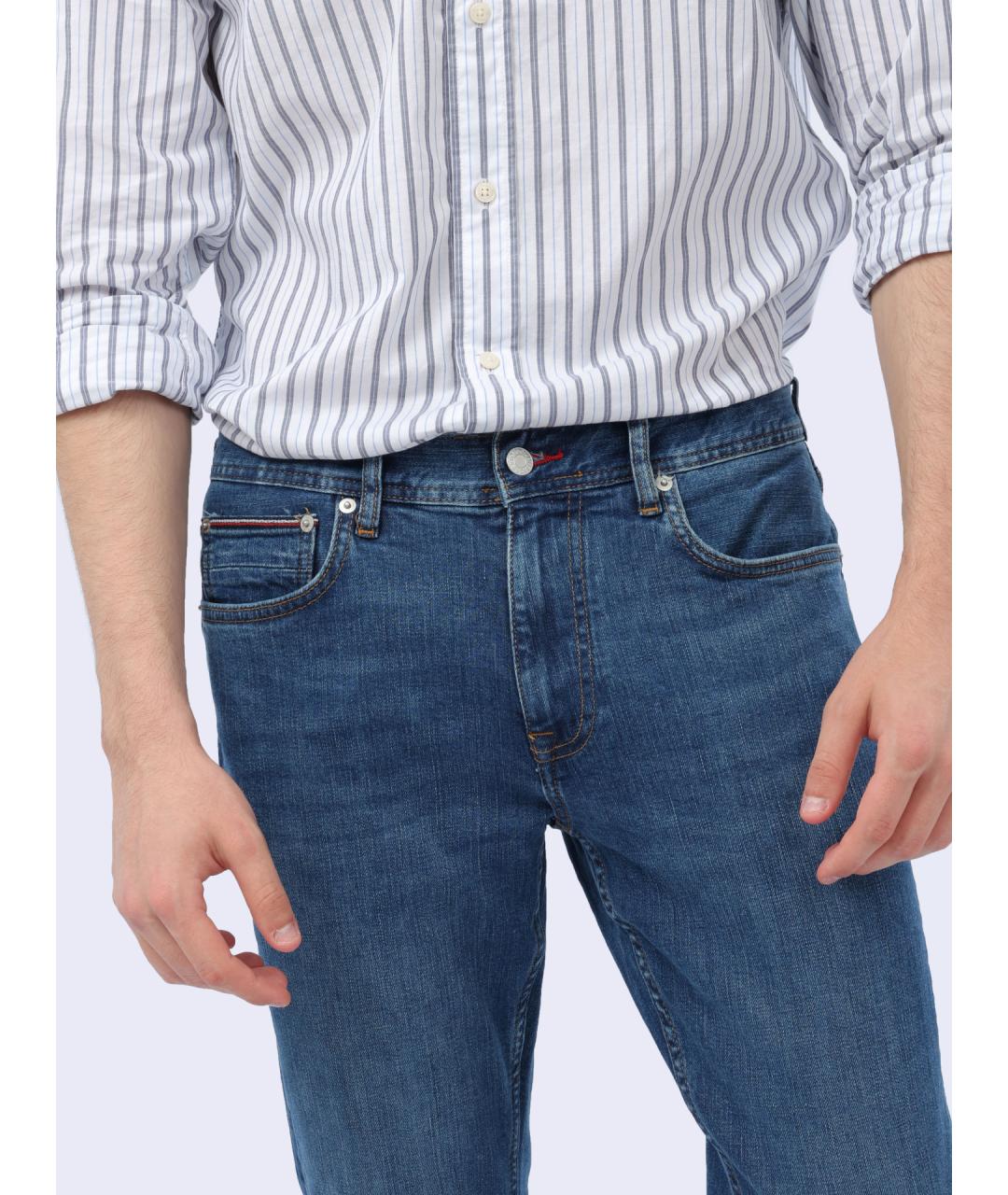 TOMMY HILFIGER Синие хлопковые прямые джинсы, фото 4