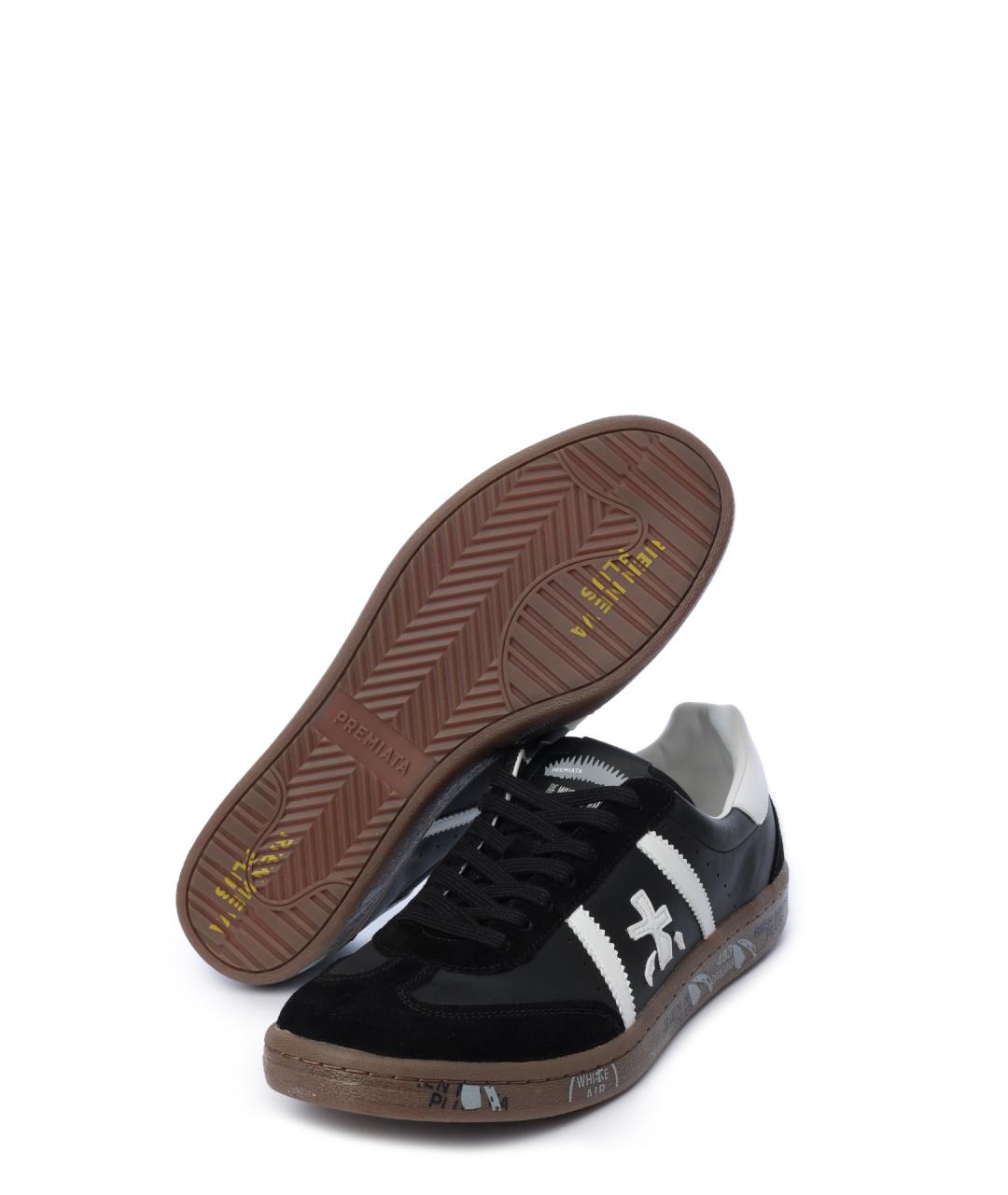 PREMIATA Черные кожаные низкие кроссовки / кеды, фото 4