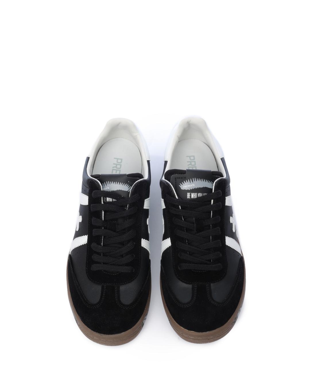 PREMIATA Черные кожаные низкие кроссовки / кеды, фото 5