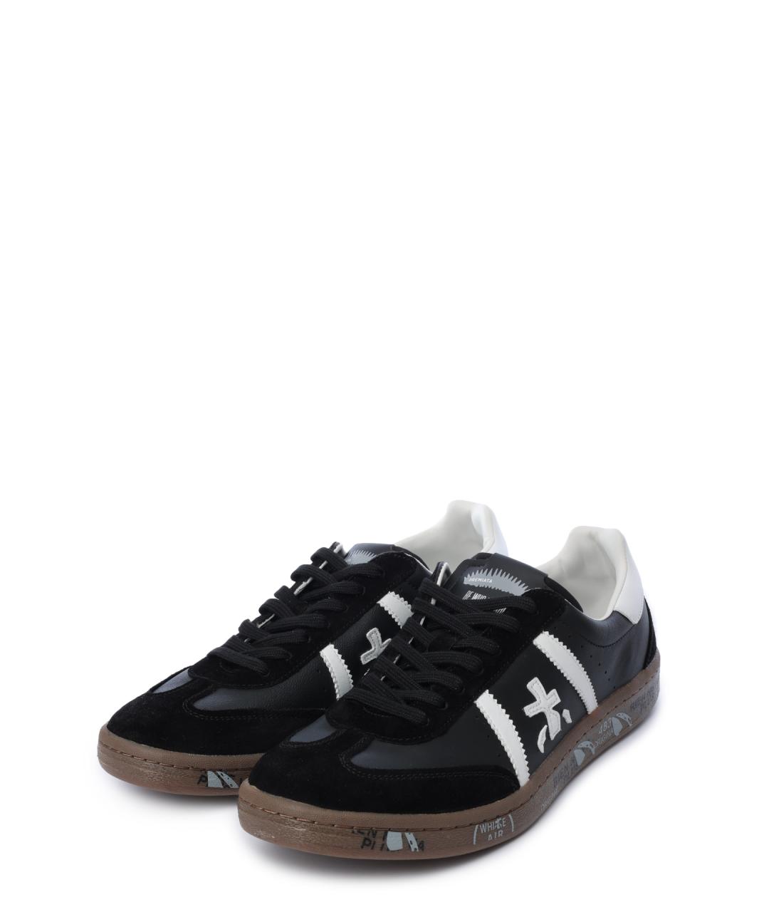 PREMIATA Черные кожаные низкие кроссовки / кеды, фото 2