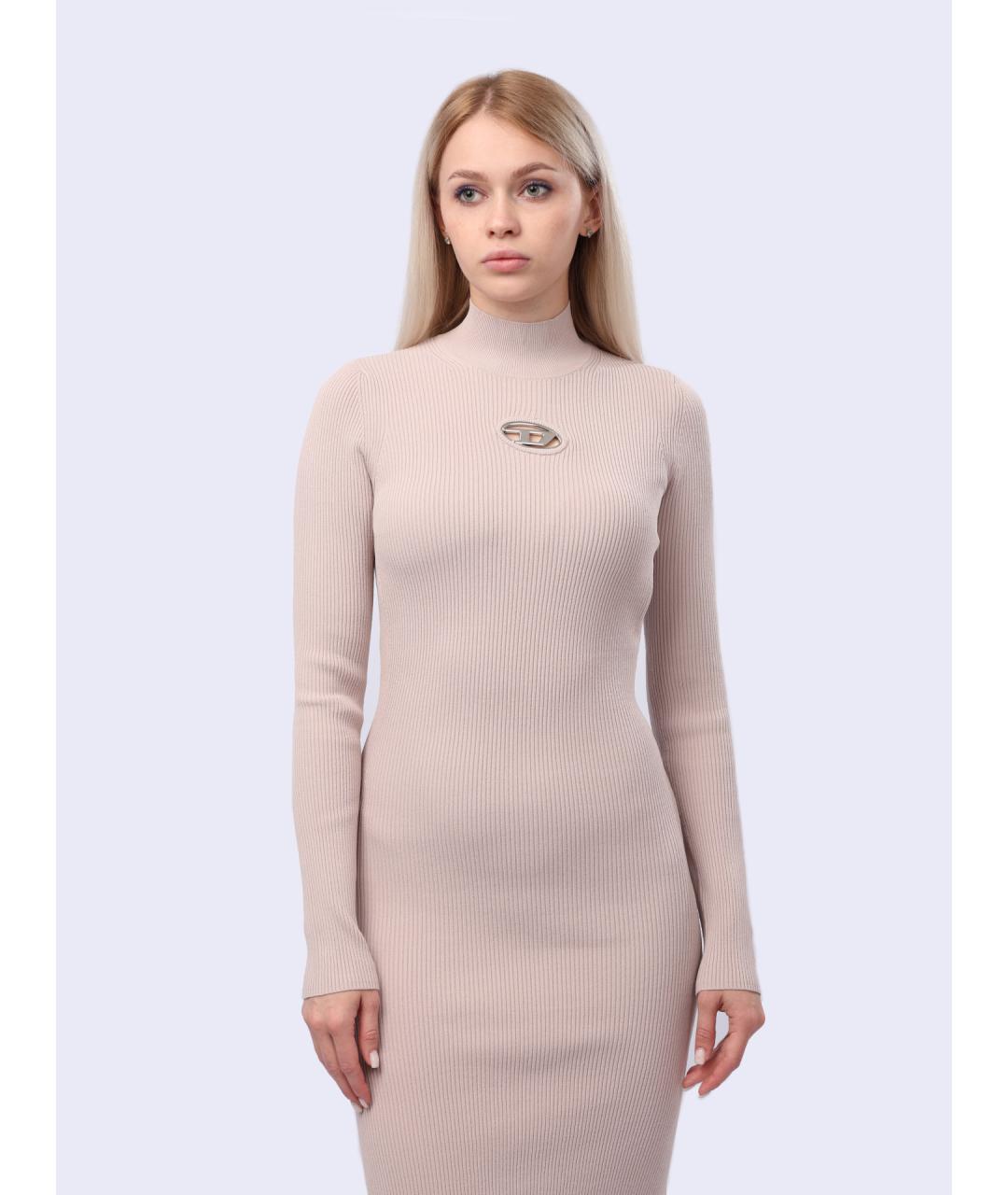 DIESEL Бежевое вискозное повседневное платье, фото 2