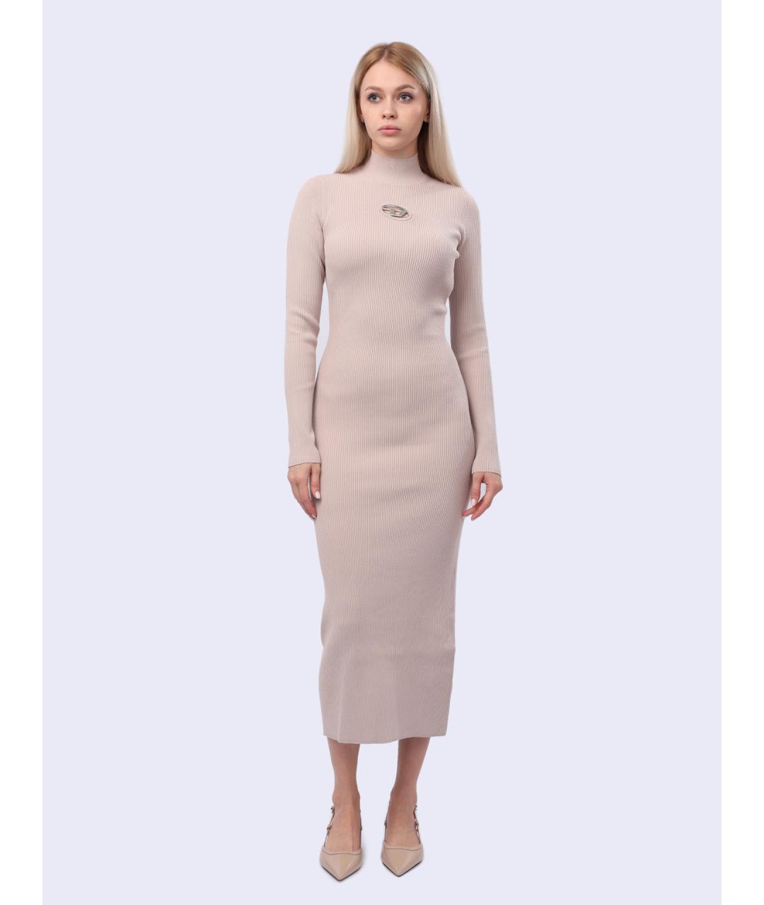 DIESEL Бежевое вискозное повседневное платье, фото 5