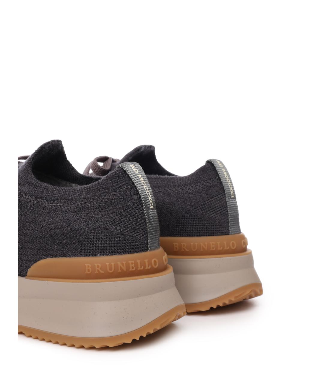 BRUNELLO CUCINELLI Серые текстильные низкие кроссовки / кеды, фото 7