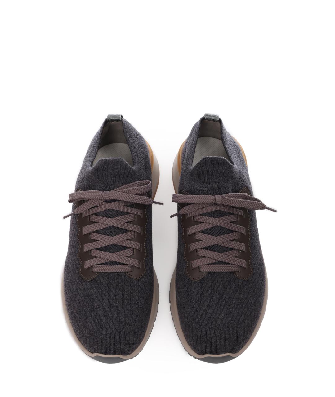 BRUNELLO CUCINELLI Серые текстильные низкие кроссовки / кеды, фото 6