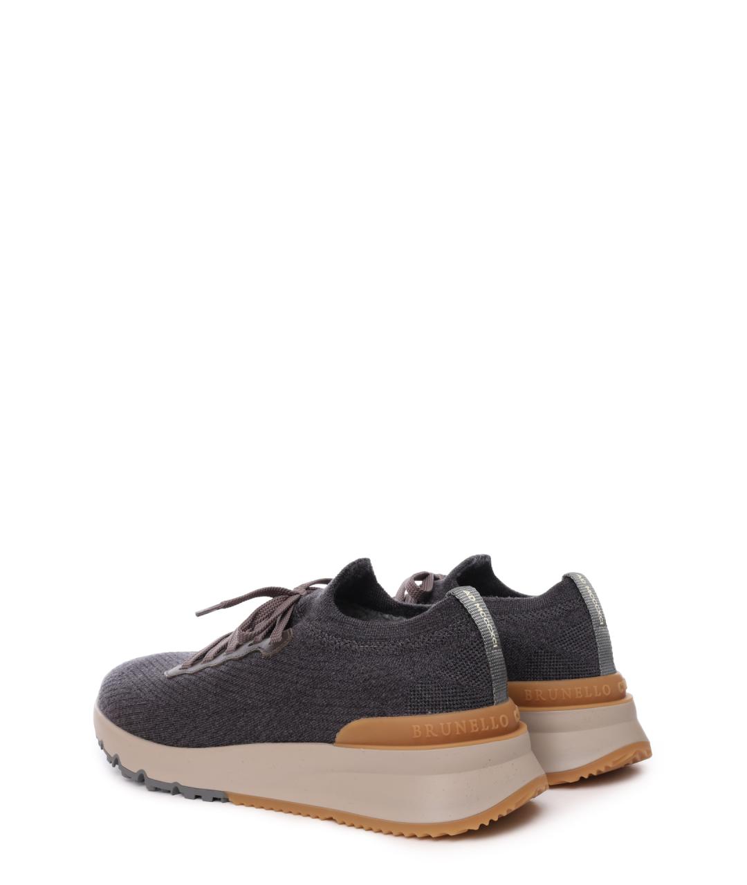 BRUNELLO CUCINELLI Серые текстильные низкие кроссовки / кеды, фото 4