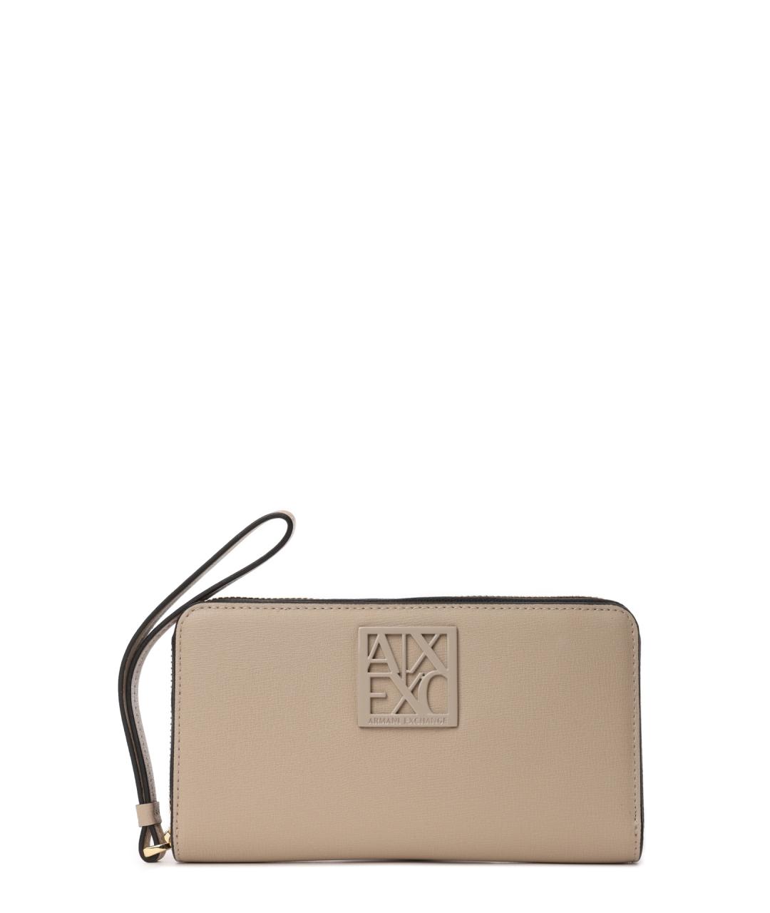 ARMANI EXCHANGE Бежевый кожаный кошелек, фото 5