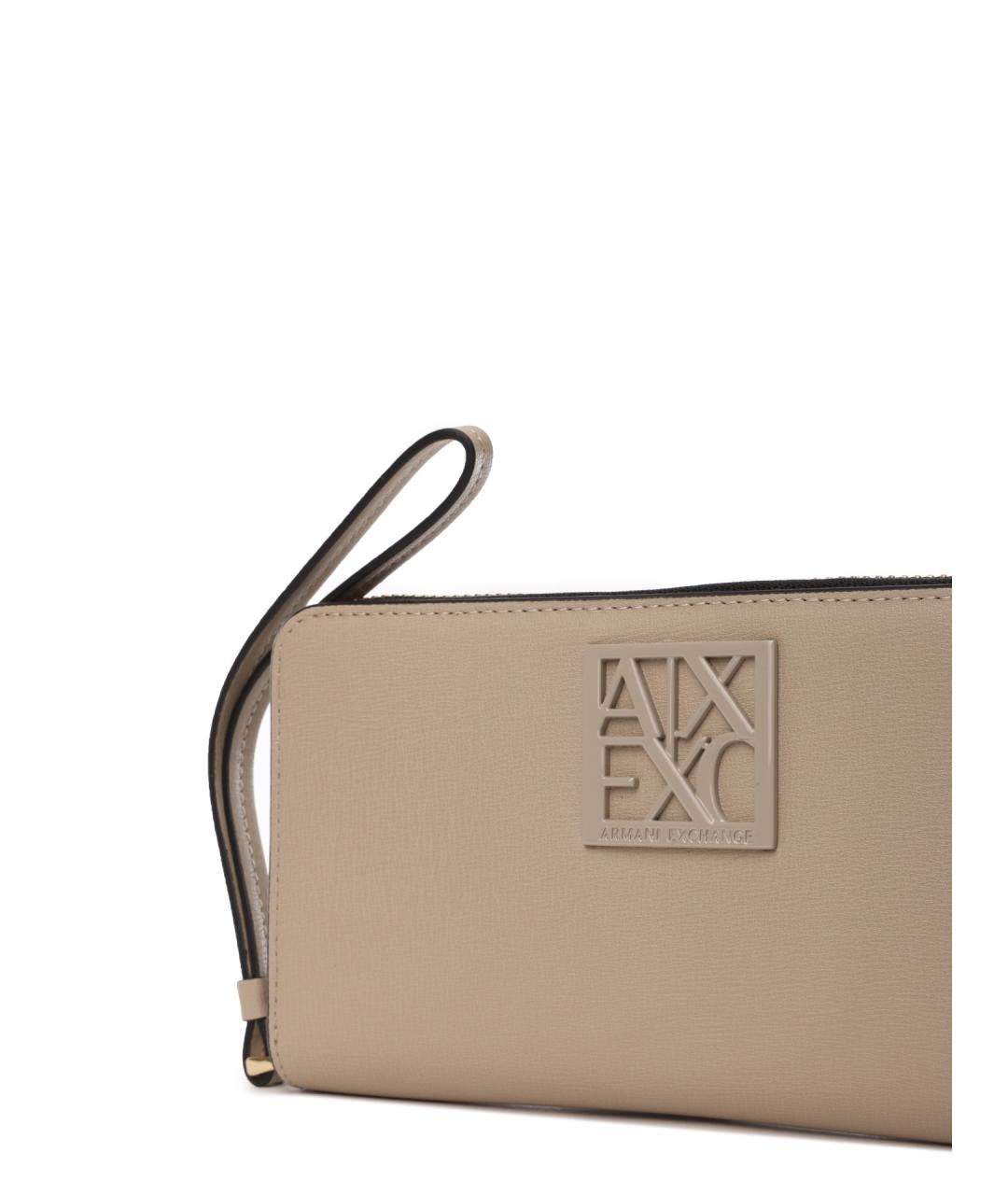 ARMANI EXCHANGE Бежевый кожаный кошелек, фото 4