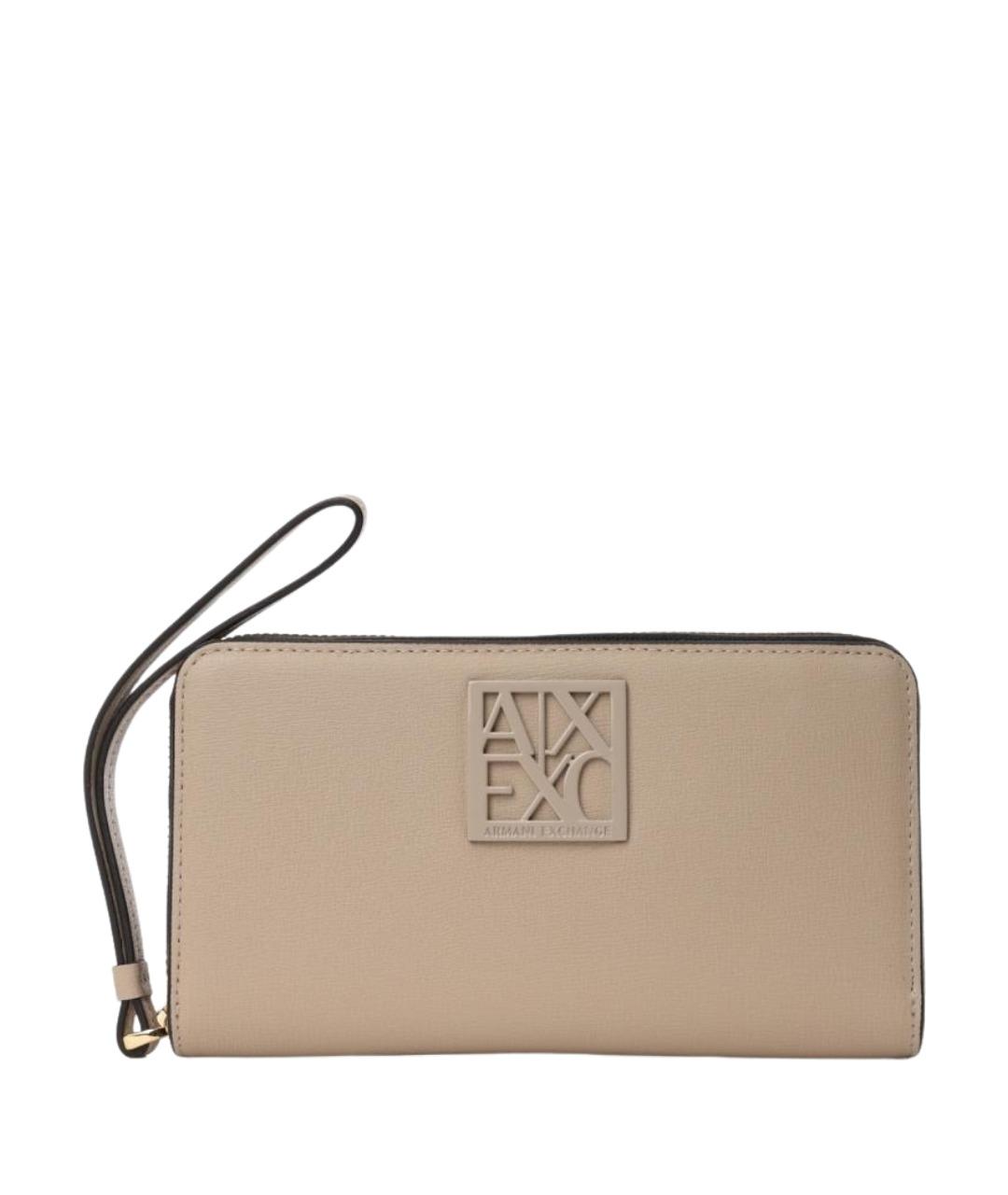 ARMANI EXCHANGE Бежевый кожаный кошелек, фото 1